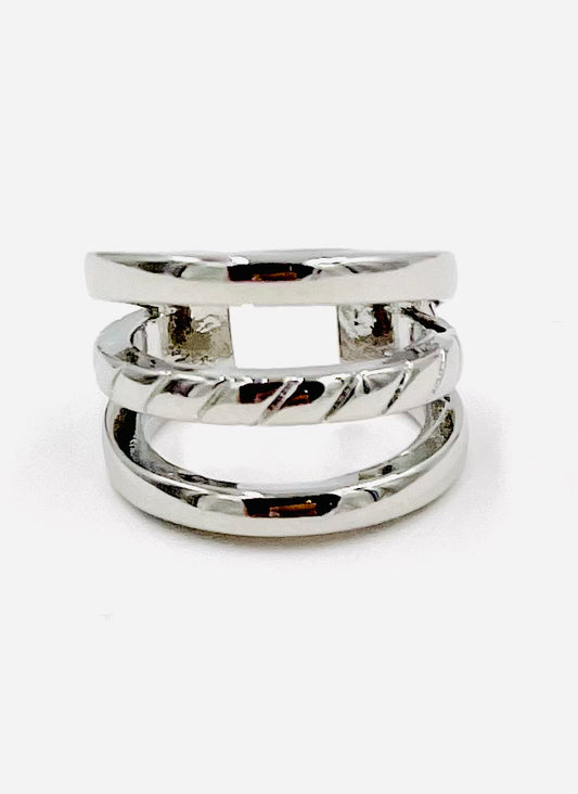 The Triple Banded Earring Cuff - Silver