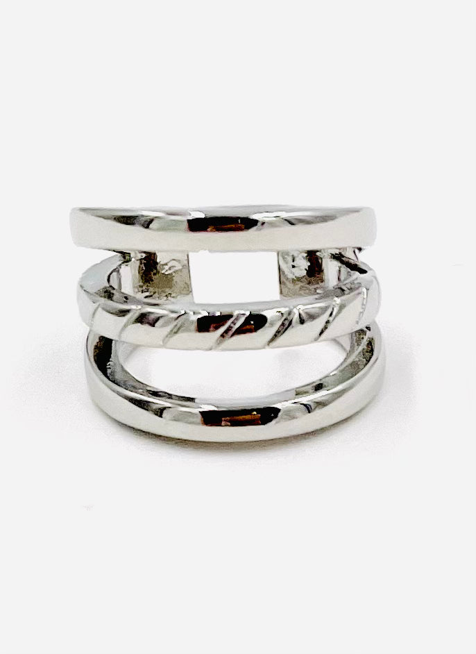 The Triple Banded Earring Cuff - Silver