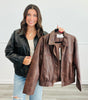 Washed Faux Leather Jacket (Reg)-2 Colors