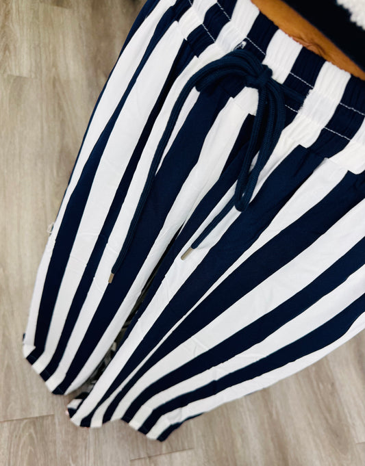 Navy Wonderful Vertical Stripe Pants (Reg.)