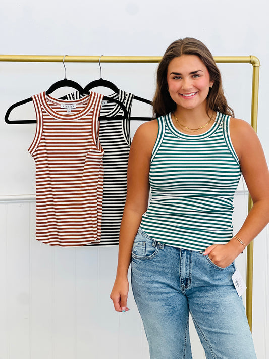 Stripe Fitted Tank Top (Reg.)-3 Colors