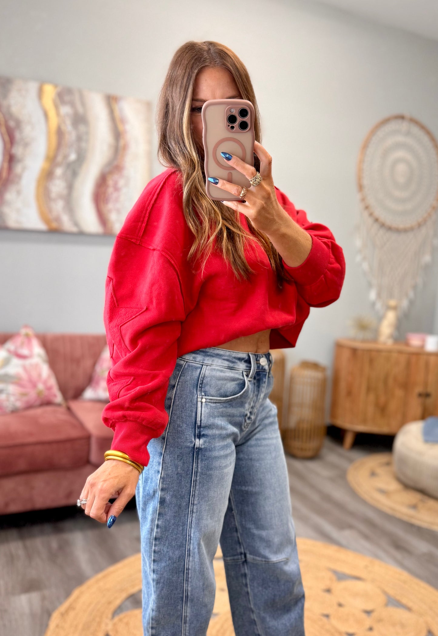 Star Patch Oversized Sweatshirt (Reg.)-2 Colors