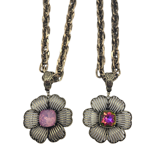 Antique Gold Flower Necklaces (2 colors)