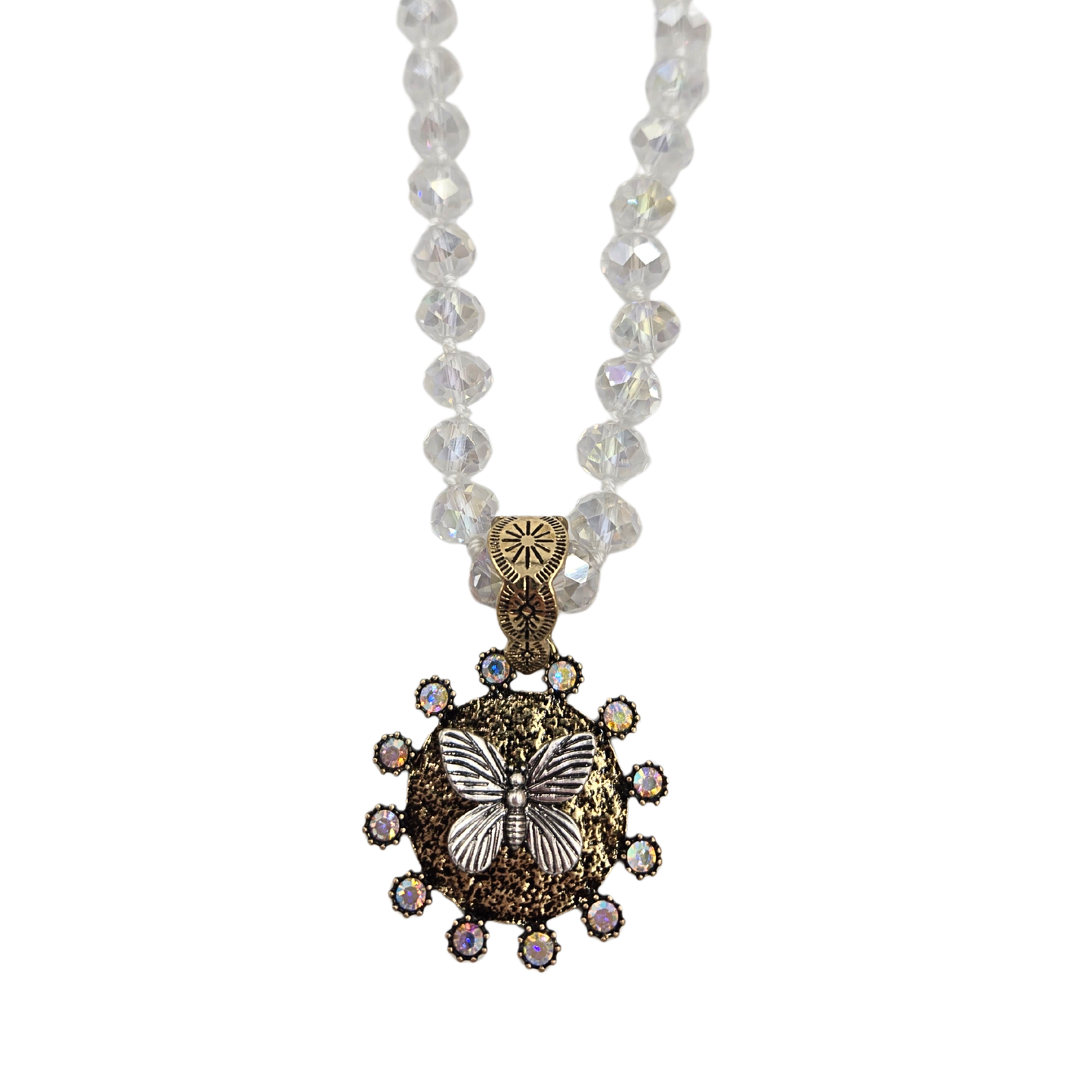 Antique Gold Butterfly Coin Necklace