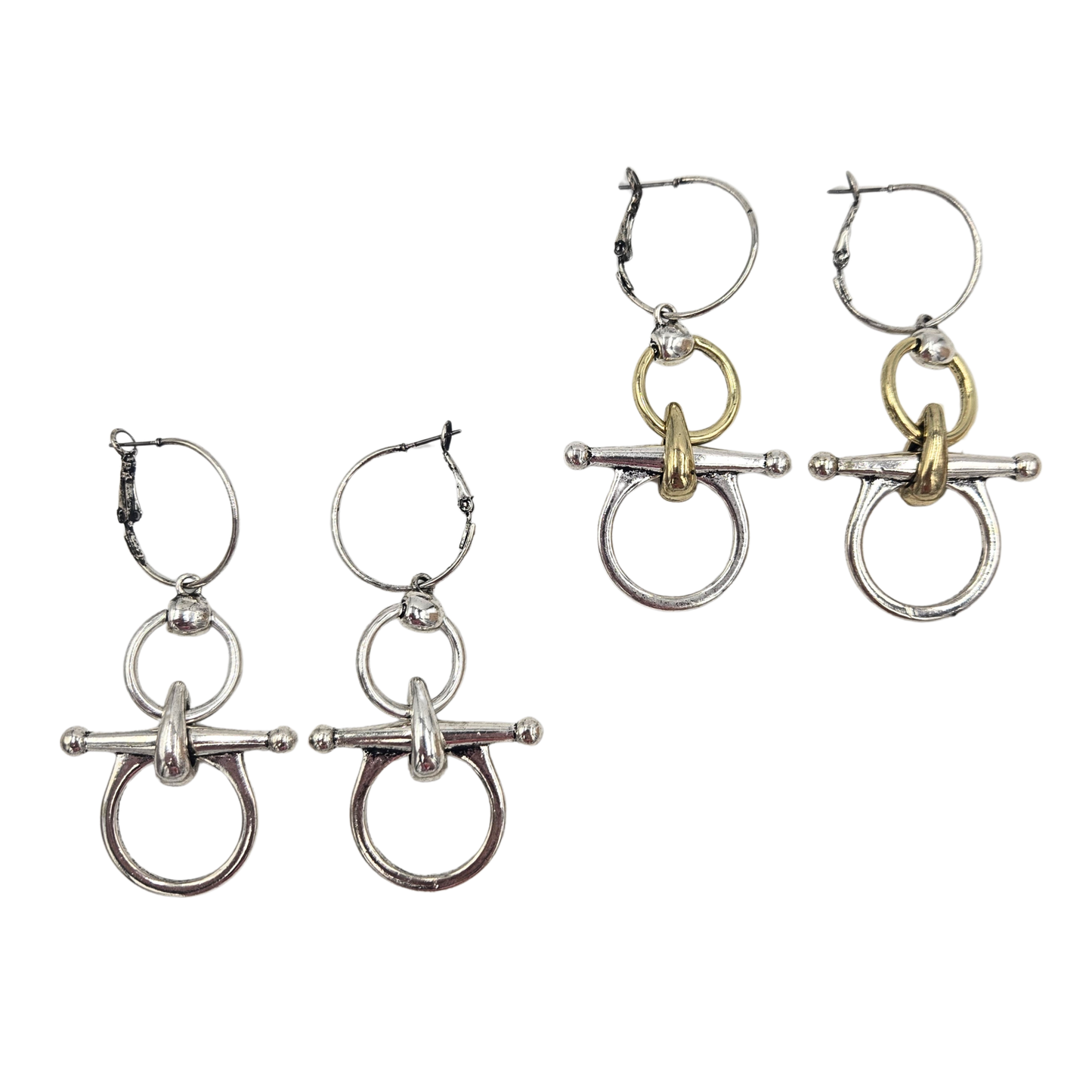 Snaffle Bit Pendant Hoop Earrings (2 colors)