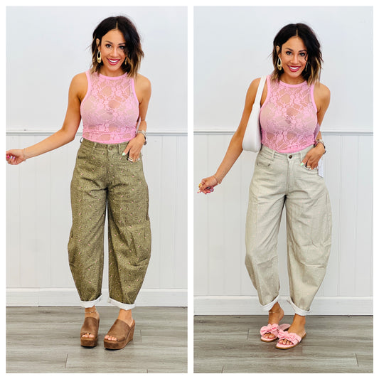 Over The Barrel Print Pants (Reg & Plus)-2 Colors
