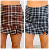 Fall Into Plaid Side Slit Mini Skort (Reg.)-2 Colors