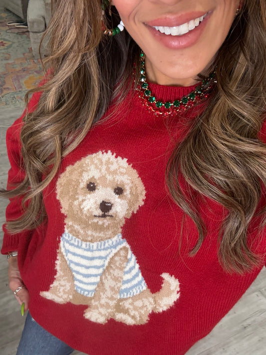 Red Golden Doodle Pullover Sweater (Reg.)