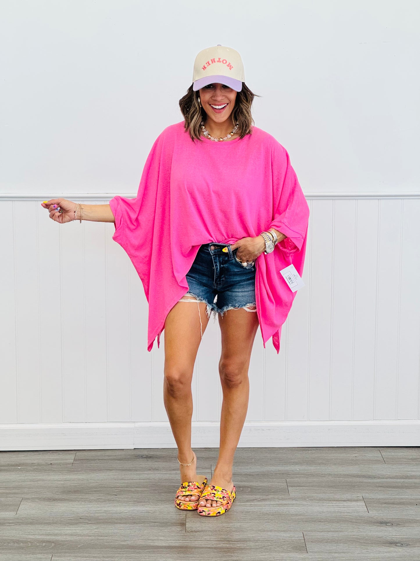 Pink Solid Kimono Sleeve Sweater (Reg & Plus)