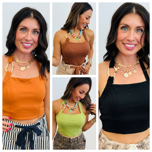 Chain Link Halter Tank Top (Reg.)-4 Colors