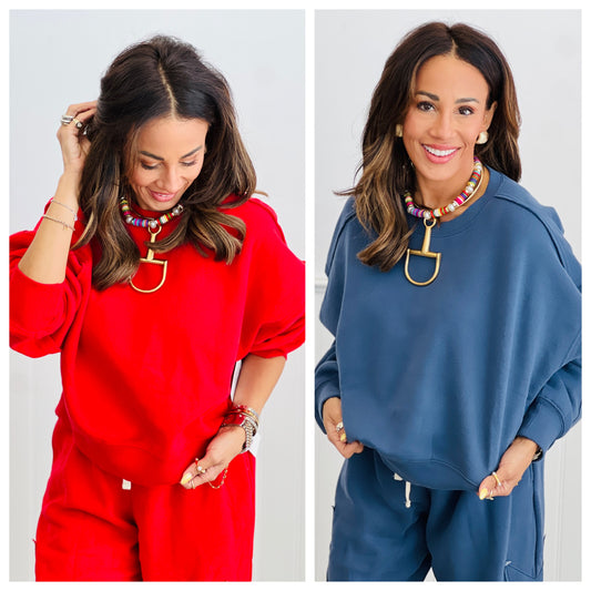 Star Patch Oversized Sweatshirt (Reg.)-2 Colors