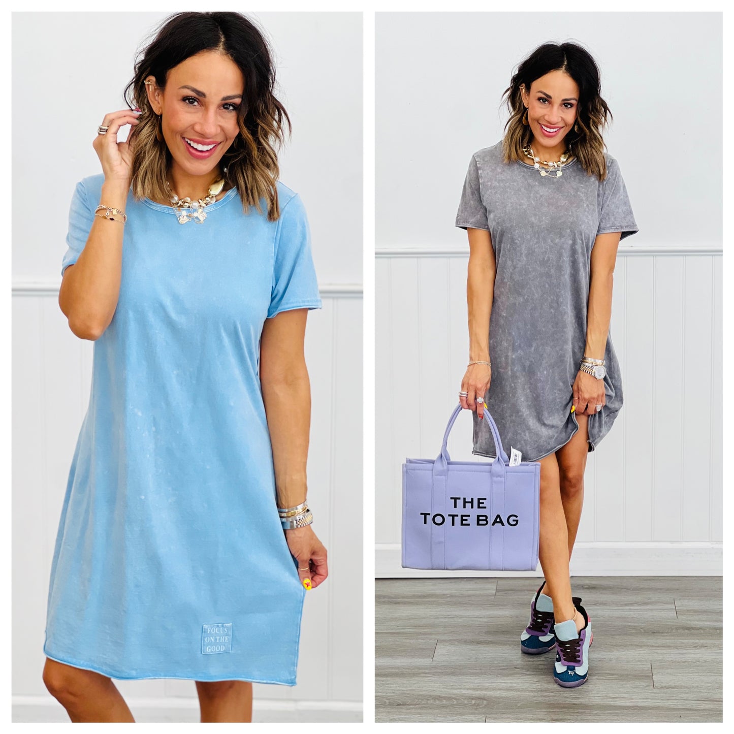 Mineral Washed Midi Dress (Reg. & Plus)- 2 Colors
