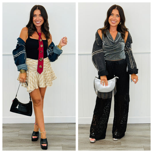 Denim Studded Bolero Shrug Jacket (Reg.) - 2 Colors