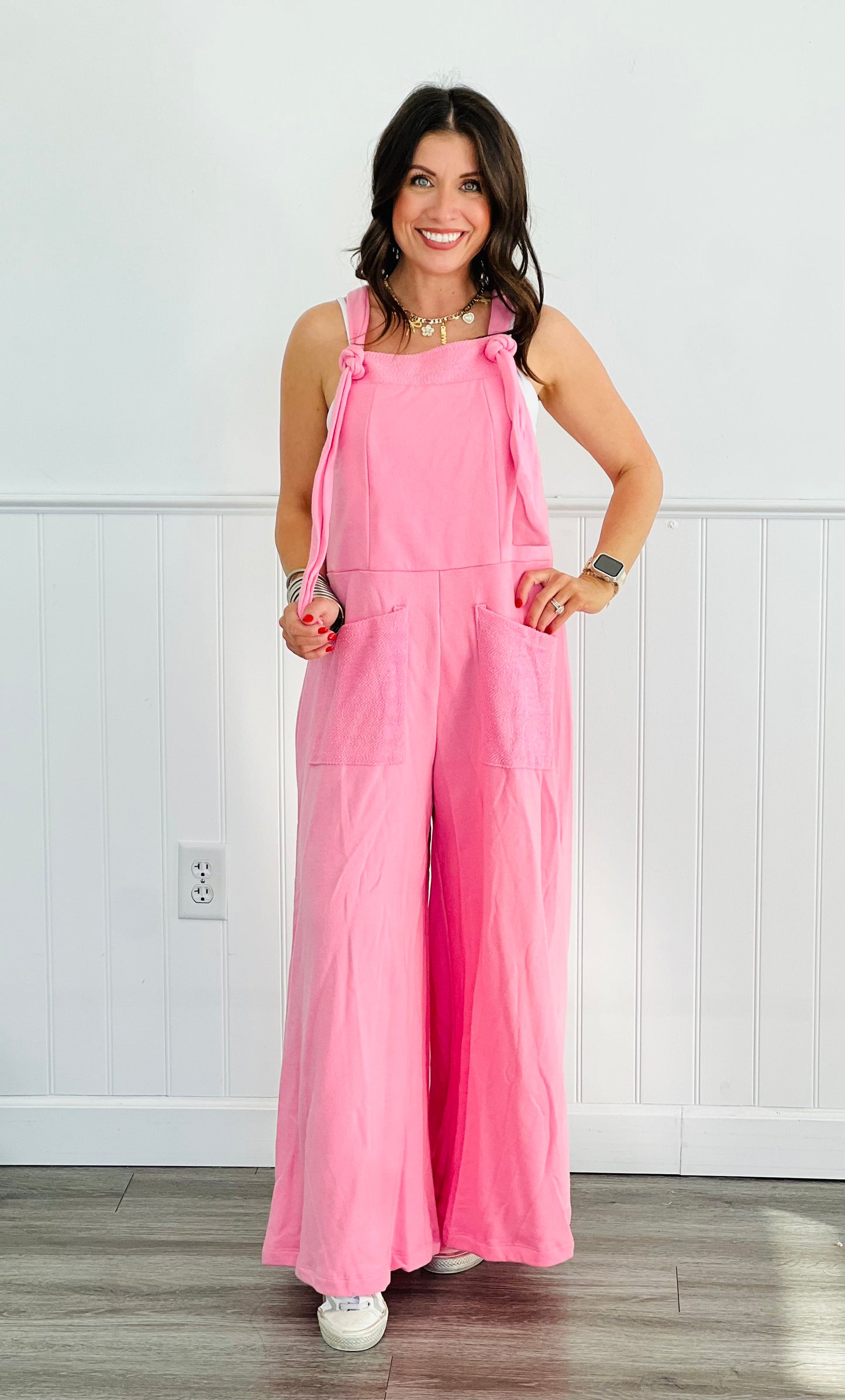 Bubblegum Pink Tied Up Jumpsuit (Reg)