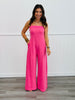 Pink Open Back Wide Leg Jumpsuit (Reg. and Plus)