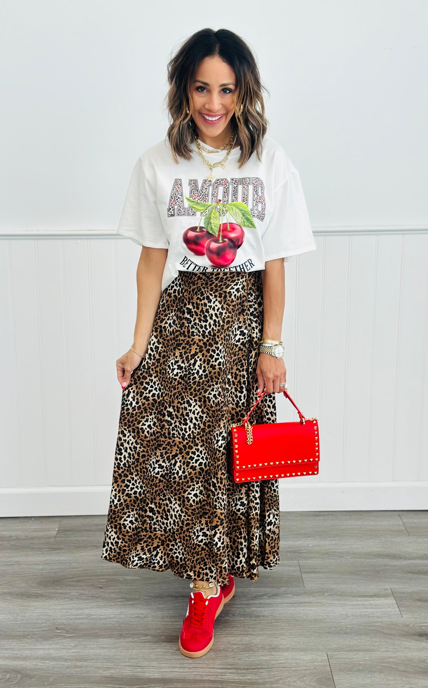 Multi Leopard A-Line Maxi Skirt (Reg)
