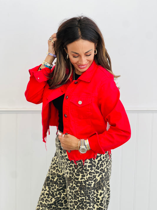 WR x Risen Scarlet Super Soft Fray Hem Jacket (Reg & Plus)