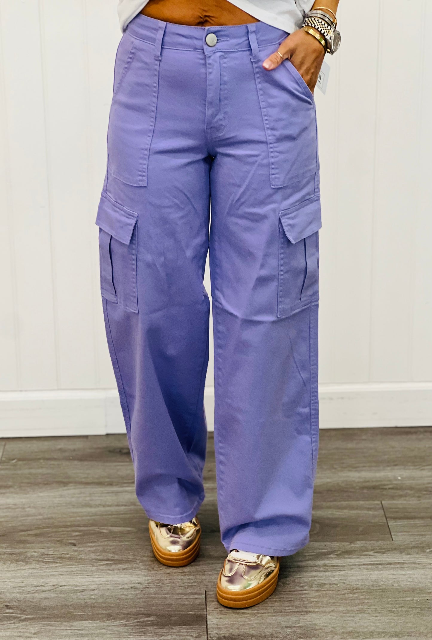 Colored High-Waisted Stretch Cargo Pants (Reg.) - 3 Colors