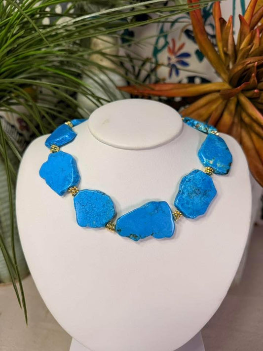 Jennifer Thames - Slab Necklace in Turquoise