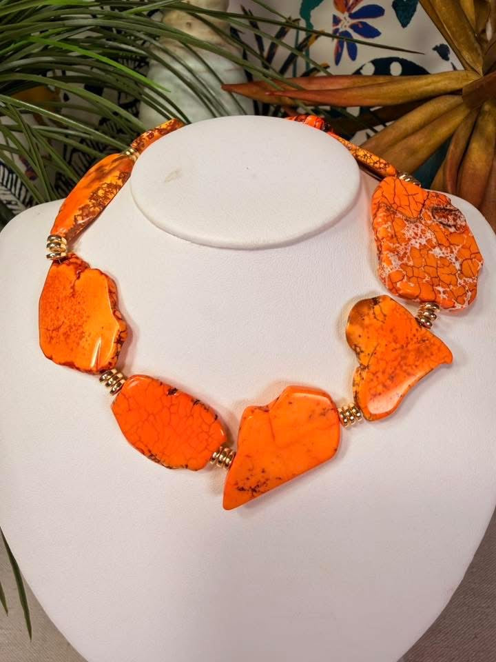 Jennifer Thames - Slab Necklace in Orange