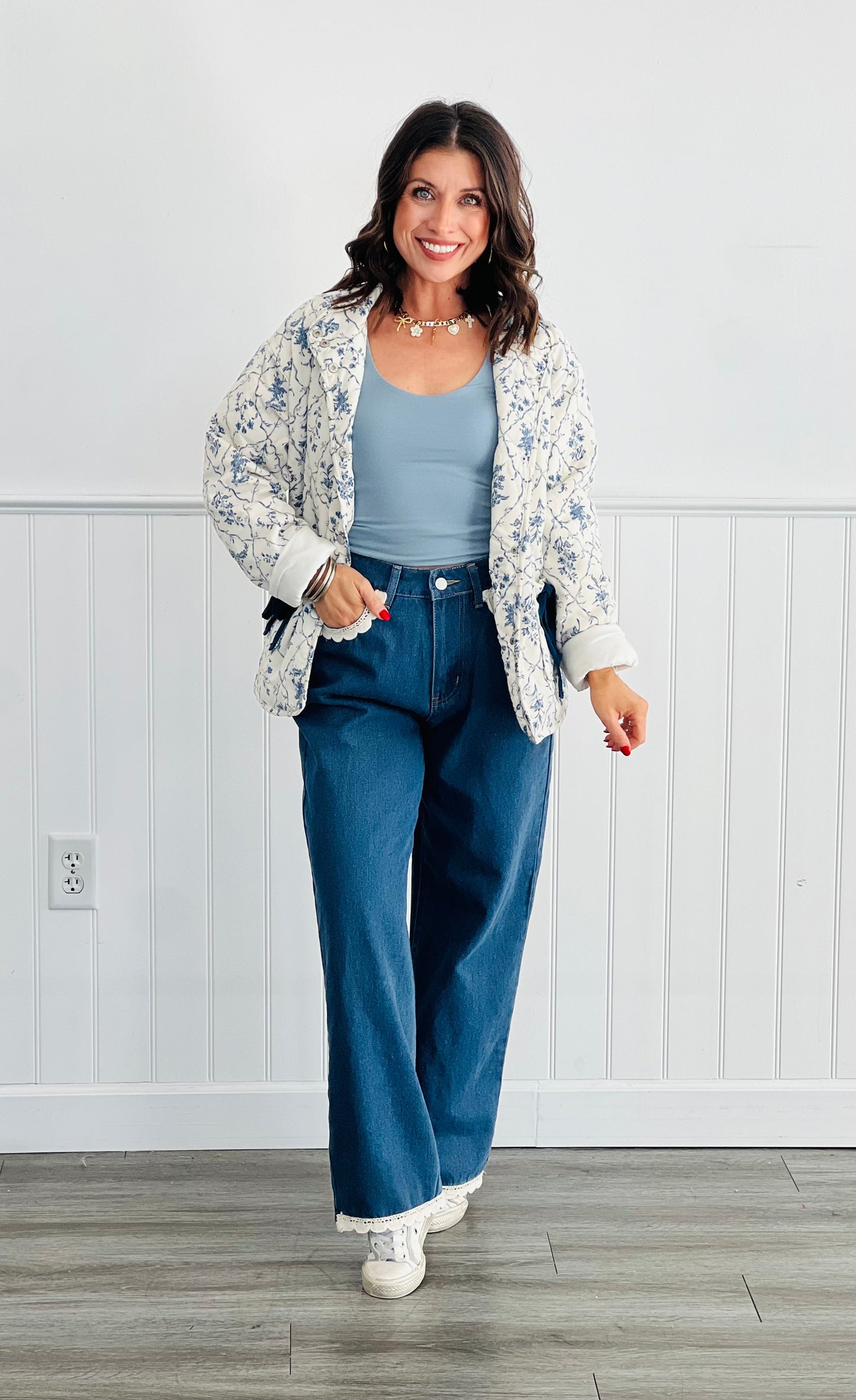 Crochet Trim Denim Jeans (Reg & Plus)