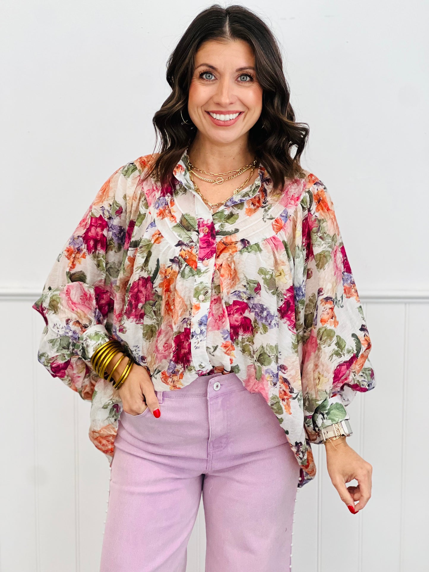 Vintage Rose Floral Fantasy Blouse (Reg)
