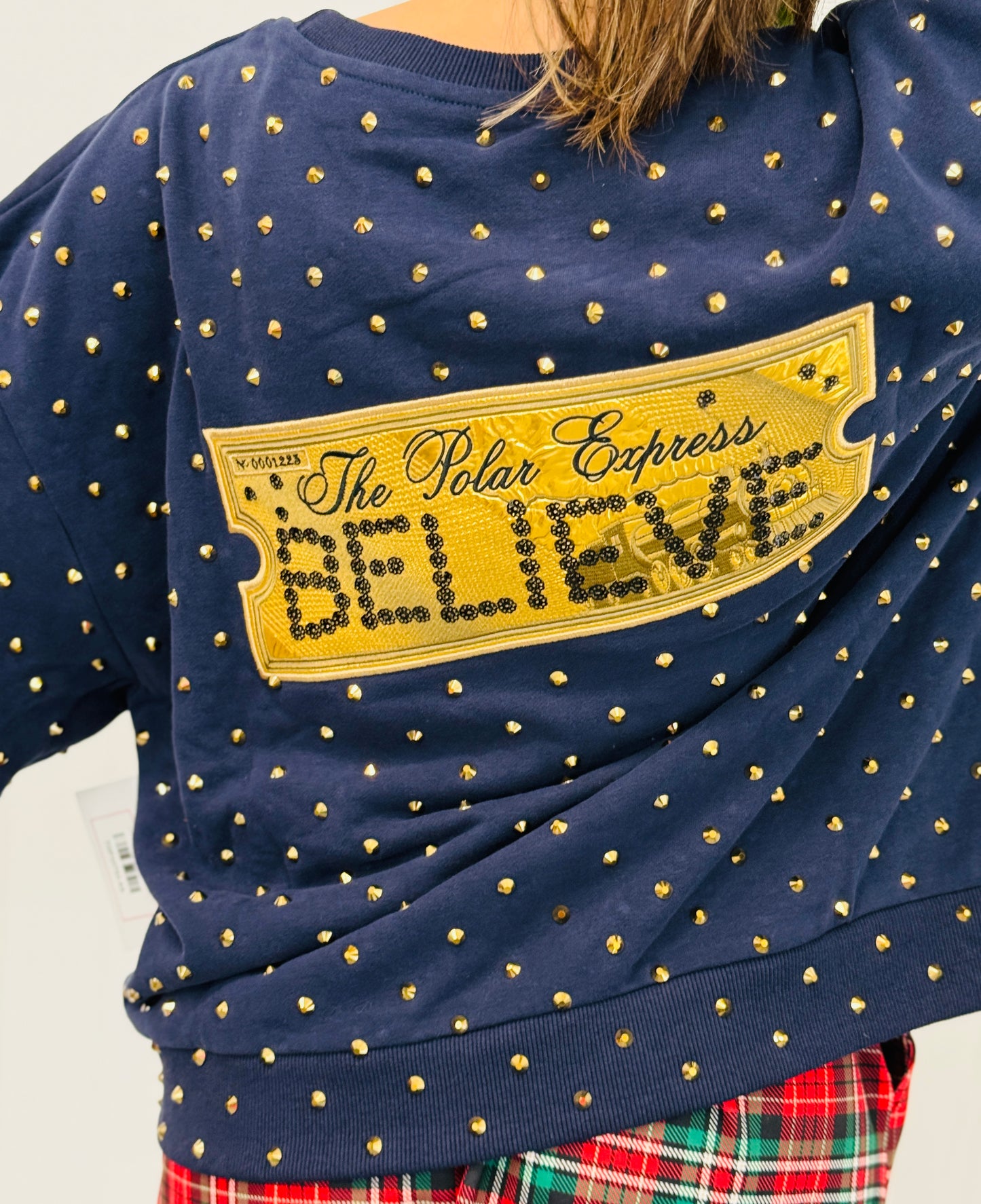 Queen Of Sparkles Licensed Navy Polar Express Train Ticket Sweatshirt (Reg. & Plus)
