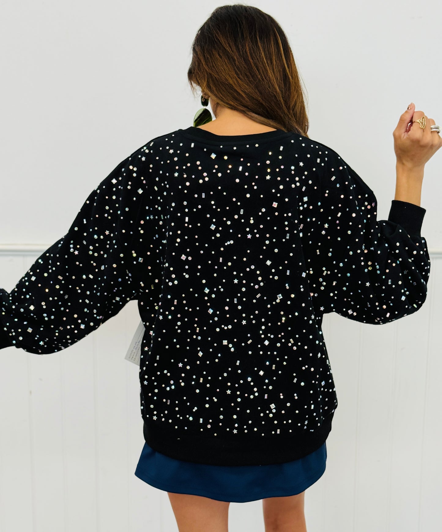 Queen Of Sparkles Licensed Black Rhinestone Polar Express Sweatshirt (Reg. & Plus)