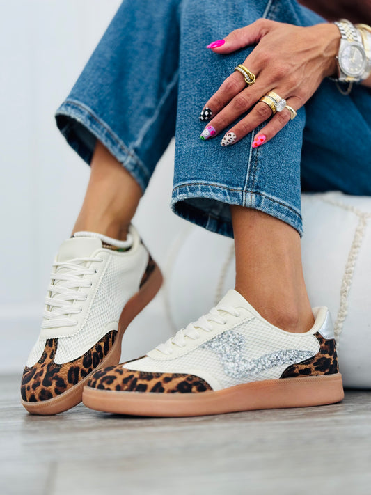 Run Wild Leopard & Silver Sneakers