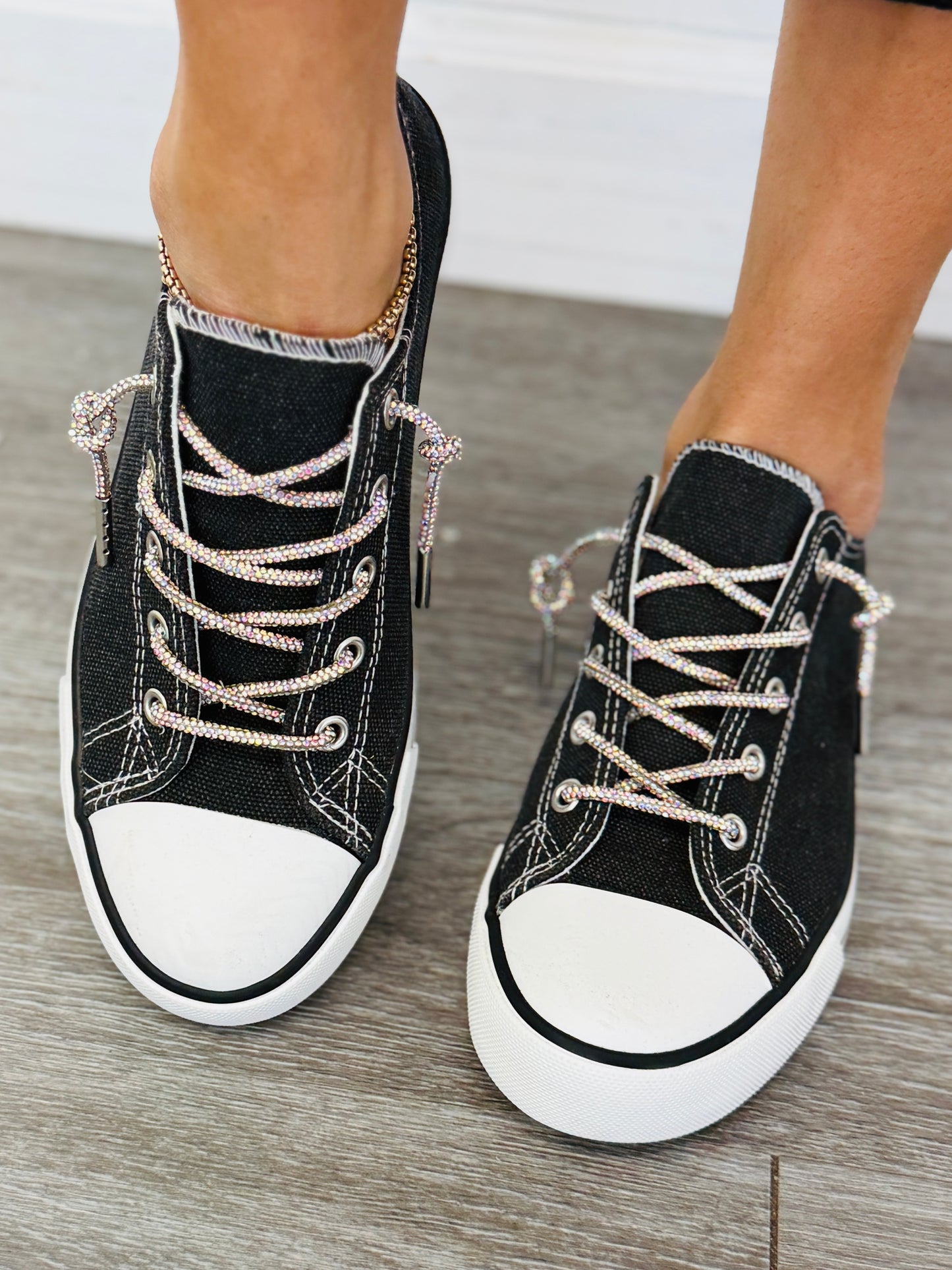 Black Sparkle On Sneakers