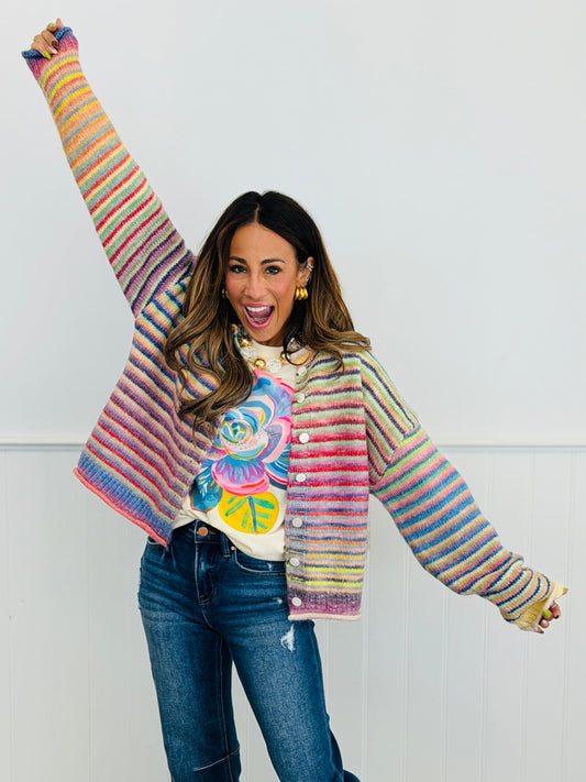 Rainbow Striped Sweater Cardigan (Reg.)