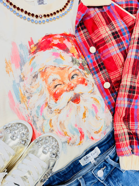 Christmas in Color Santa Graphic Tee (Reg. and Plus)