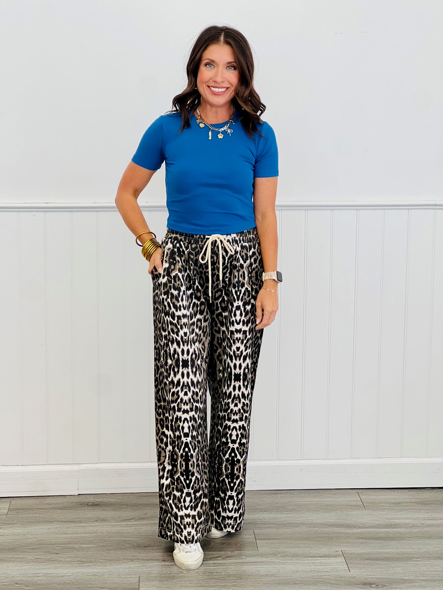 Luxe Leopard Wide Leg Pants (Reg & Plus)