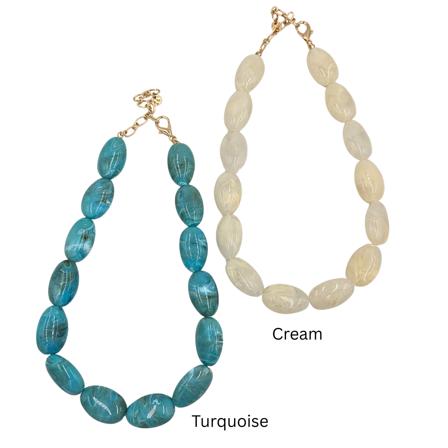 Oval Marble Beaded Necklace (5 colors)