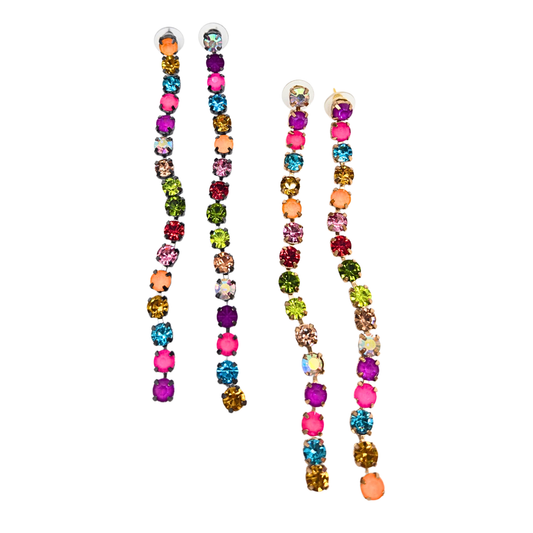 Gypsy South - Multicolor Rhinestone Drop Earrings (2 colors)