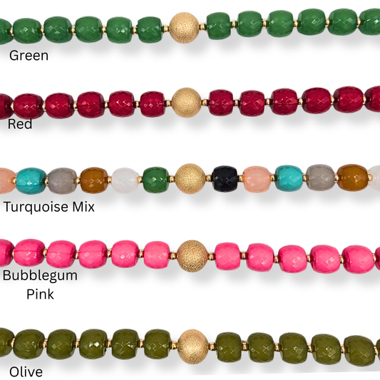 Faceted Square Bead Necklace (5 colors)