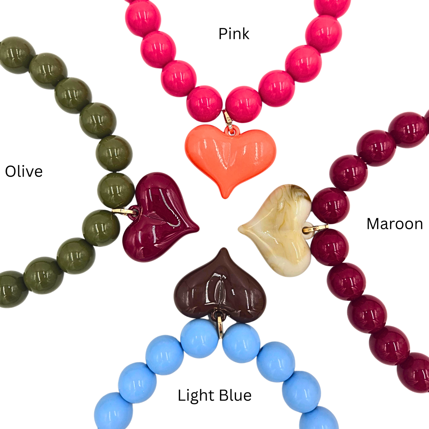 Heart Pendant Sweater Necklace (4 colors)