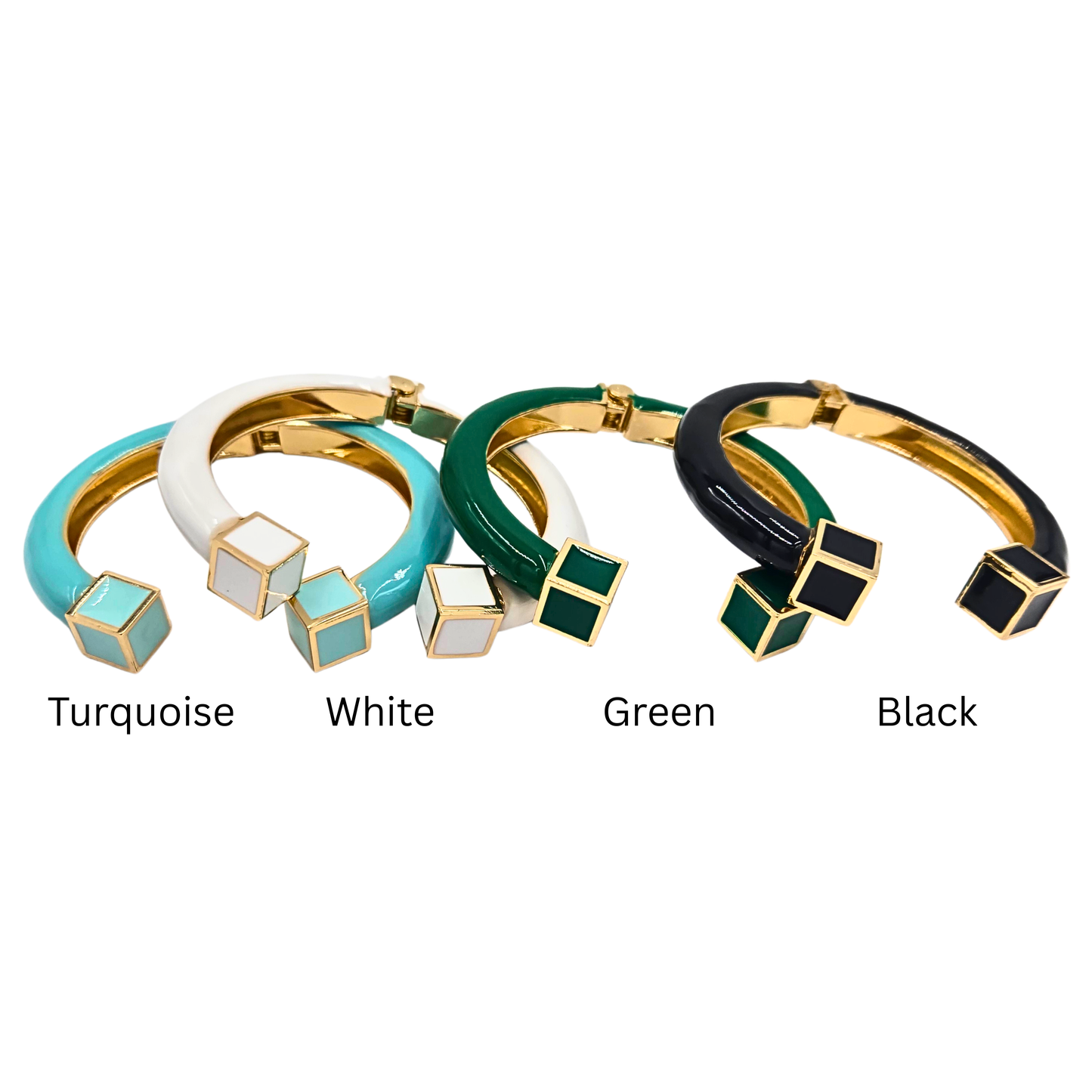 Enamel Cube Hinge Bangle (4 colors)