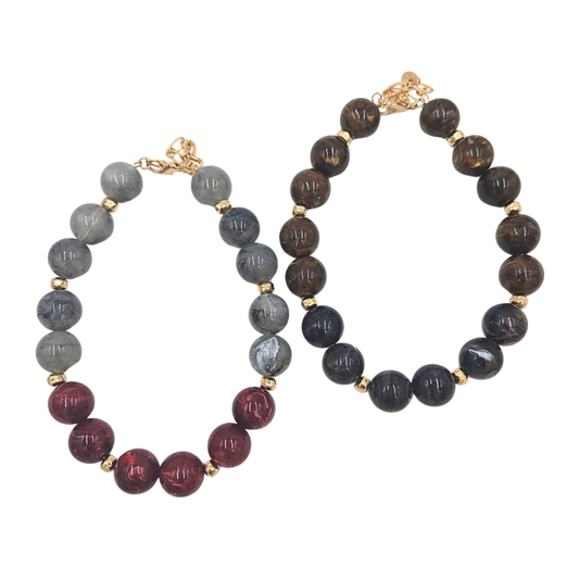 Two Tone Marble Beaded Necklace (2 colors)