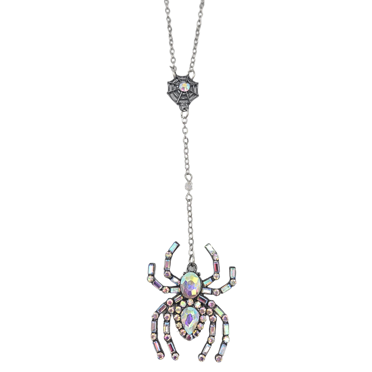 Iridescent & Gunmetal Spider Necklace