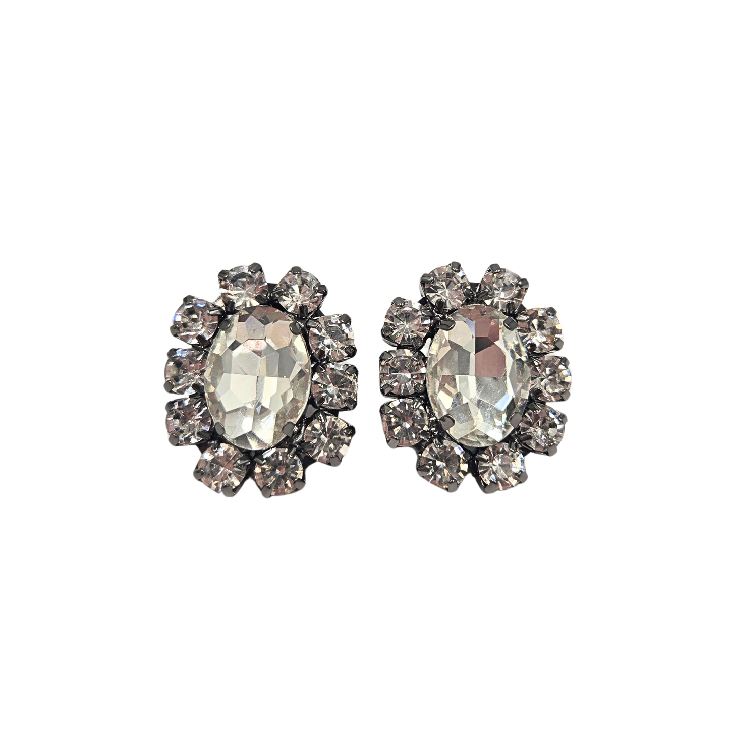 Sienna - Rose Oval Earrings in Clear Gunmetal