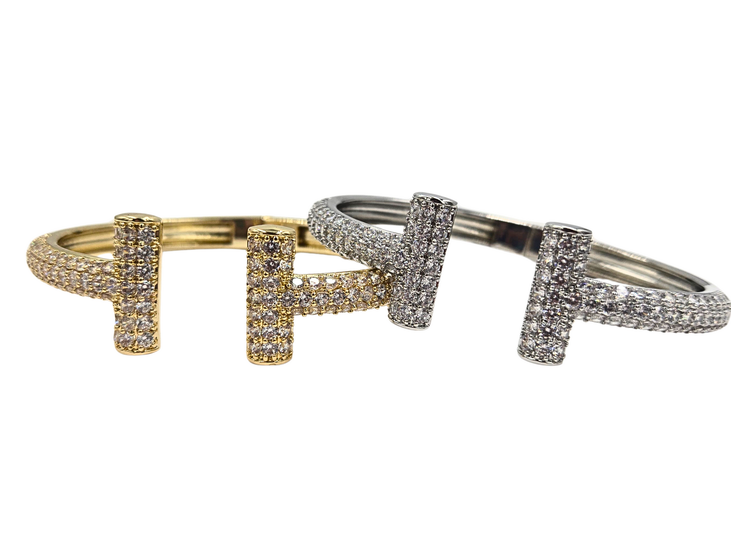 T Bar Pave Jeweled Bangle (2 colors)