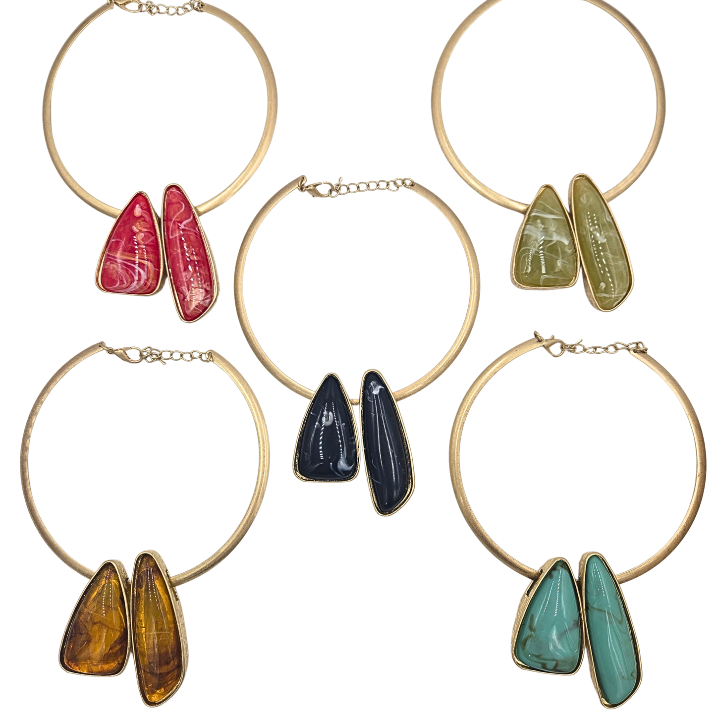 Geometric Marble Collar Necklace (5 colors)