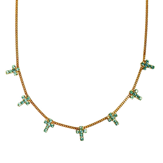 TOVA - Multi Cross Necklace in Chrysolite