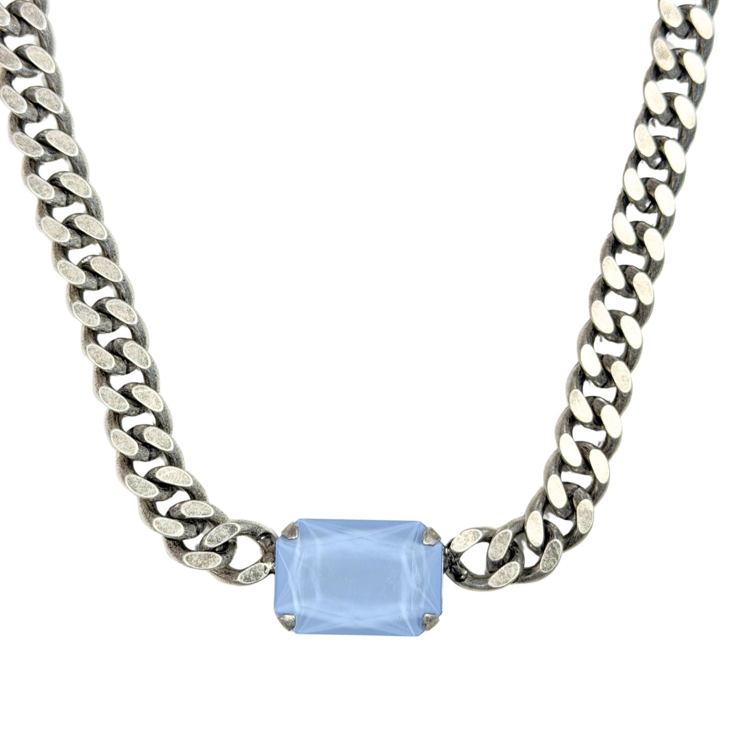 TOVA - The Darcy Necklace in Antique Silver - Ultra Baby Blue