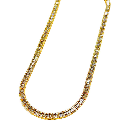 TOVA - Tennis Necklace in Gold Rectangle Clear