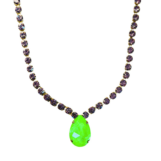 TOVA - Melinda Necklace in Electric Green & Purple