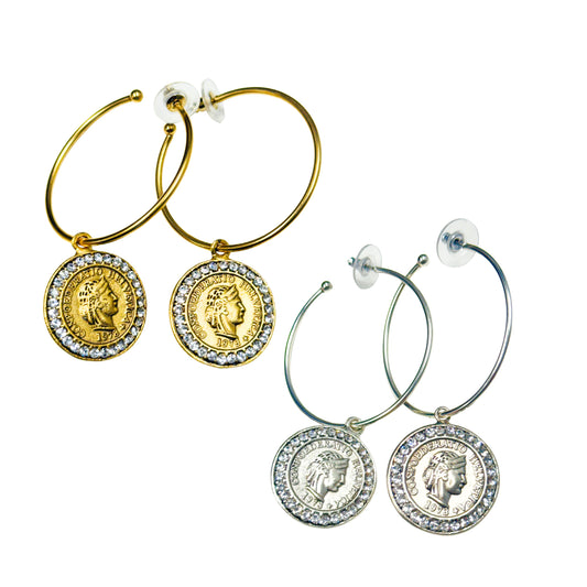 Yochi - The Coin Hoop Earrings - 2 Colors!