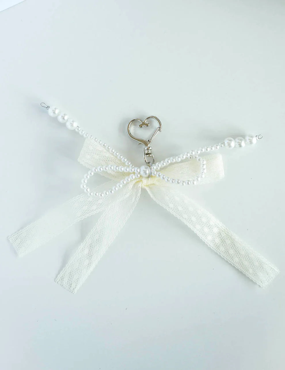 Sweet Lace and Pearl Bow Keychain