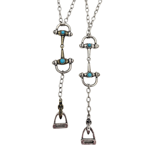 Turquoise Horse Bit Lariat Necklace (2 colors)